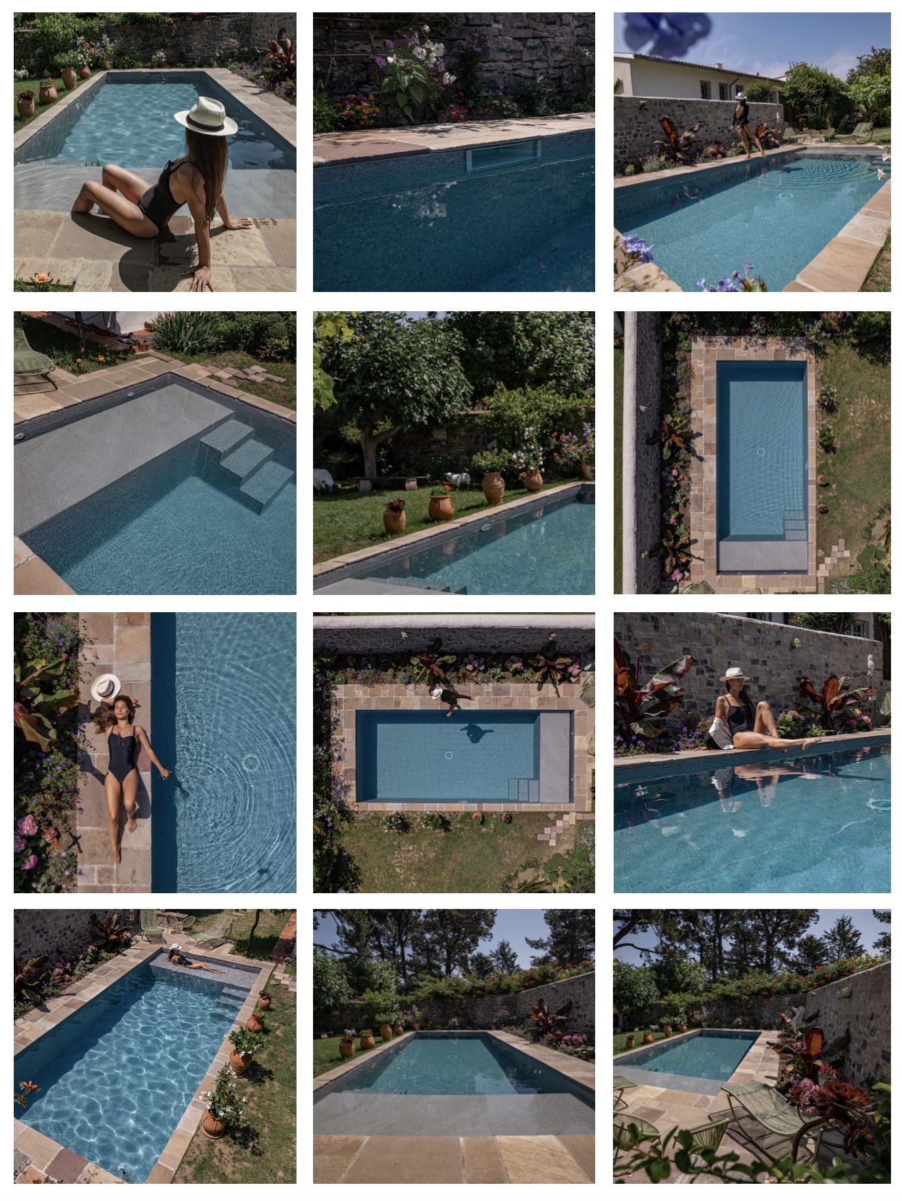 piscine avec une terrasse en pierre de bidache