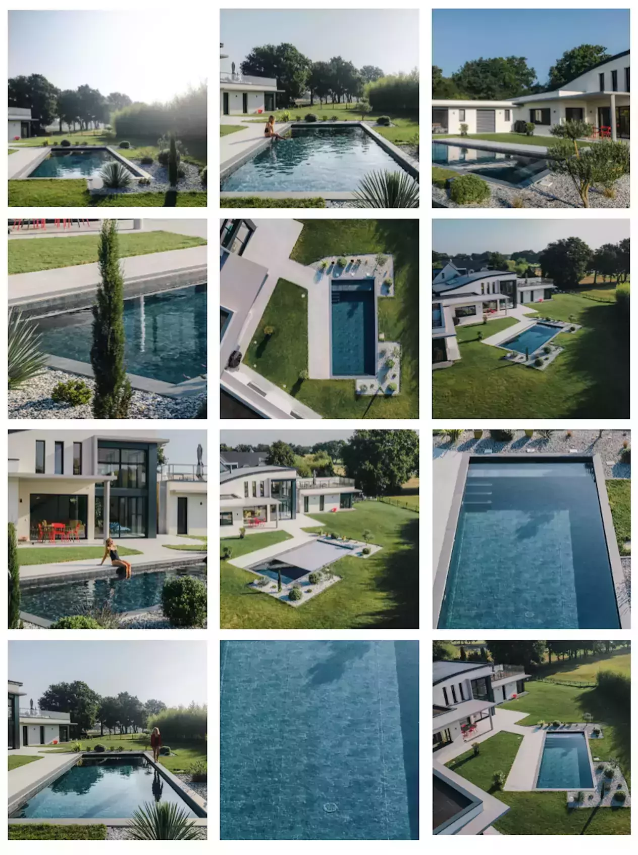 piscine rectangulaire avec maison contemporaine
