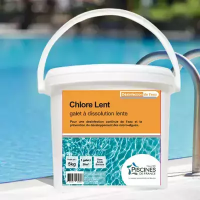 Produit entretien piscine - Chlore lent 5kg- Désinfection de l'eau - Piscines de France 2